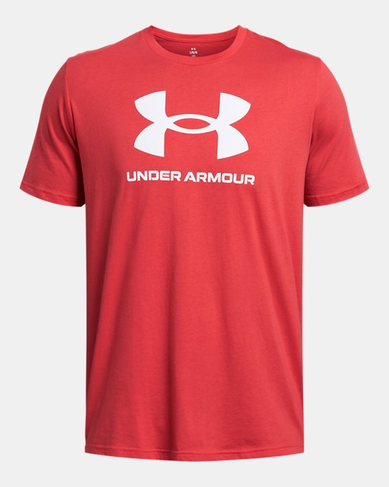 Men's UA Sportstyle Logo Short Sleeve in Red image number 2